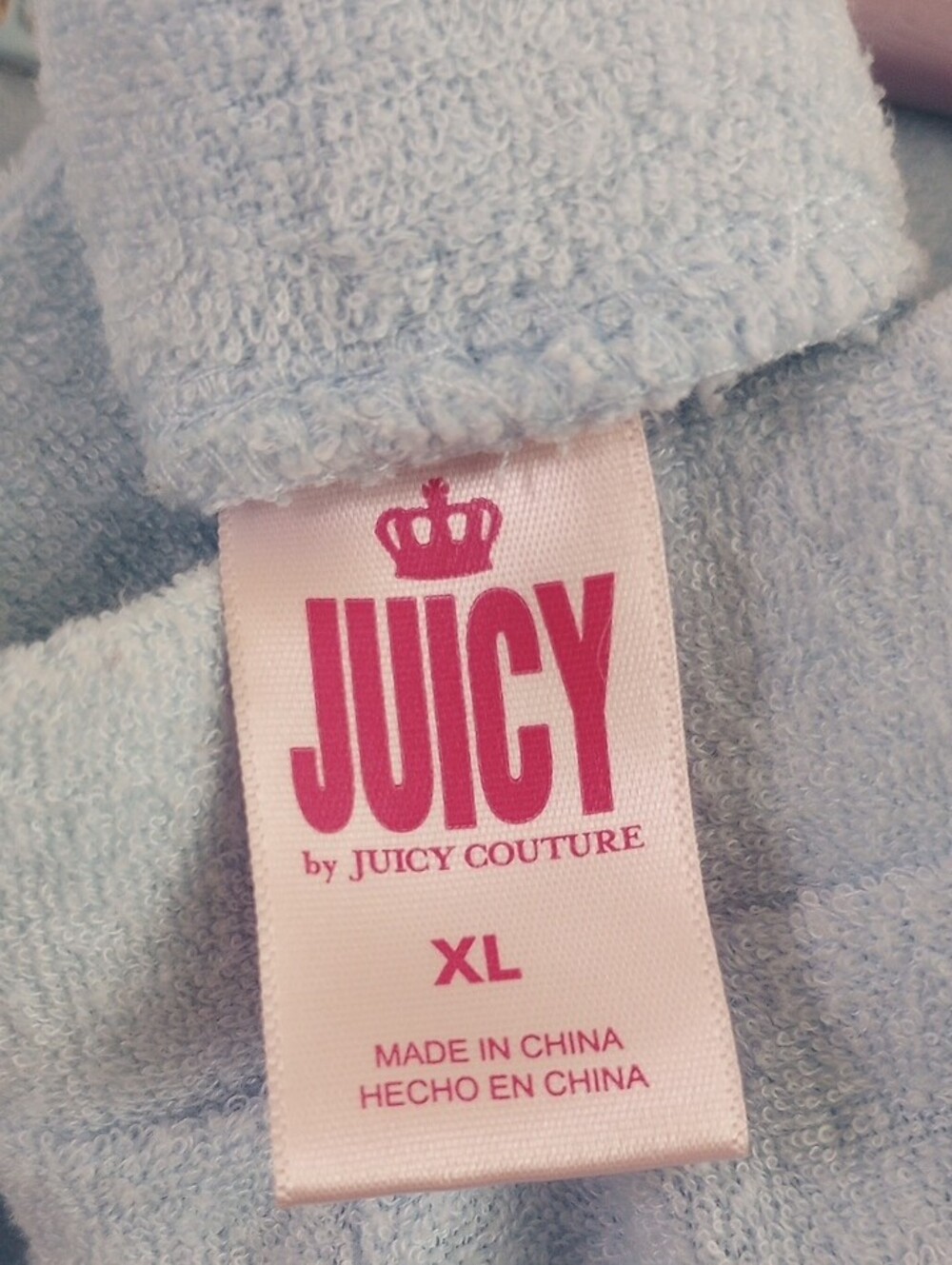 Juicy Couture Blue Pajama Top And Pants Set Lounge Wear Terrycloth XL - Picture 10 of 11